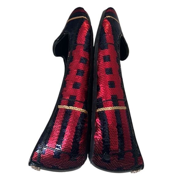 Coach Debrorah Blue and Red Sequin Slip On Logo Ballet Flats Size 7.5 - Picture 10 of 11
